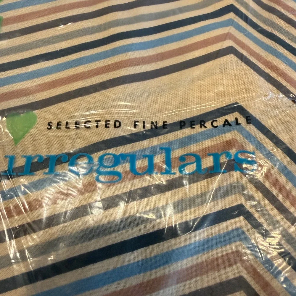 Vintage Wamsutta Ultracale Twin Fitted Sheet Chevron Zig Zag Tan Blue Brown 70s‎